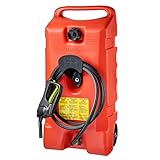 Scepter Flo N' Go Duramax 14 Gallon Portable Gas Fuel Tank Container Caddy with LE Fluid Transfer Siphon Pump and 10-Foot Long Hose, Red