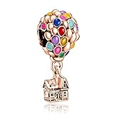 VALGACLS Rose Gold Hot Air Balloon Charms Up House Charm 925 Sterling Silver Charms for Bracelets Necklace Valentine's Day Mother's Day Jewelry Gift for Womens Girls
