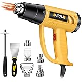 AIRAJ 2000W Heat Gun (122℉~1202℉),110v & 220v Universal Heat Gun for Resin,Crafts,Vinyl Wrap,Shrinking Material,with 5 Nozzles and 2 Cleaning Tools,Overload Protection Mechanism