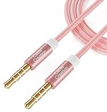 CableCreation Aux Cable(3Ft/0.9M), Audio Cable Male to Male, Auxiliary Cable for Headphones, Phones, iPads, 2018 Mac Mini, Home/Car Stereos & More,Pink