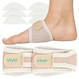 Vive Arch Support Brace (Pair) - Plantar Fasciitis Gel Strap for Men, Woman - Orthotic Compression Support Wrap Aids Foot Pain, High Arches, Flat Feet, Heel Fatigue - Insert for Under Socks (Beige)