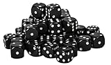 Black with White Dice Block, 12mm D6, Pack of 36
