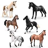 Terra by Battat – 6 Pcs 6' Horse Figurines – Horse Toy Set – Realistic Plastic Animal Figurines – Collectible Horse Gift for Kids 3+ – Party Decorations