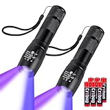 KunHe 2 Pack Black Light Flashlight,Handheld Flashlight Ultra-Bright 365nm, 395nm Zoomable UV Blacklight, Pet Urine Detector Light for Dog/Cat Urine, Invisable Stains, Bed Bug, AAA Batteries Included