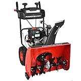 PowerSmart 24 Inch Snow Blower Gas Powered, 2-Stage 208cc B&S Engine with Electric Start, Led Light, Hand Warmer, Self Propelled (PSSAM24BS)