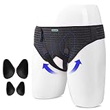LEFEKE Hernia Belts for Men Inguinal, Hernia Support Brace for Single/Double Inguinal or Sports Hernia, Hernia Truss for Left or Right Side Groin Pain Relief, Adjustable Waist Strap Guard (Regular with 4 Removable Compression Pads)