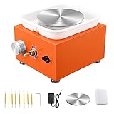 NantFun Mini Pottery Wheel Machine, 6.5cm 10cm Double Turntables Detachable Basin Forming Machine Adjustable Speed Electric Ceramic Wheel with Clay Tools for Kids Adults Beginners (Orange)
