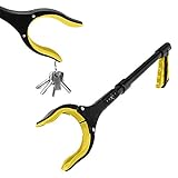 Grabber Reacher Tool 19 Inch Long, Foldable Pick Up Stick - Strong Grip Magnetic Tip - Heavy Duty Trash Picker Claw Reacher Grabber Tool Elderly Wheelchair Mobility Aid (Yellow)