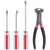 Glarks 4Pcs Nail Pullers Nail Remover Tool Set, Include 7'' End Cutting Plier, 4'' Bendable U Tip and V Tip Tack Puller, 6'' U Tip Tack Lifter for Cutting nails, Remove Nails, Nail Pulling