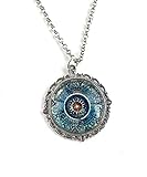 Blue Mandala Necklace - Bohemian Pendant for Women - Handmade Meditation Jewelry