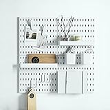 Keepo Pegboard Combination Kit, 4 Pegboards and 14 Accessories Modular Hanging for Wall Organizer, Crafts Organization, Ornaments Display, Nursery Storage, 22' x 22', White | Peg Boards