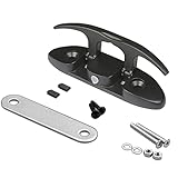Thorn Boat Folding Cleat,Flip Up Marine Stainless Steel 4-1/2' Black Dock Fold Cleats W/Fasteners and Back Plates