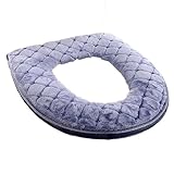Soft Toilet Seat Cushion Washable and Comfortable Toilet Seat Cover Pads Reusable Thicker Warmer Cover Pads with Zipper (Grey)