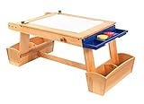 KidKraft Wooden Art Table with Drying Rack & Storage Bins, Children's Furniture - Natural, Gift for Ages 3-8