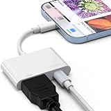 Lightning to HDMI Adapter [Apple MFi Certified], 1080P Screen Converter with Lightning Charging Port, iPhone to HDMI Adapter Compatible with iOS Devices for Projector/Monitor/TV
