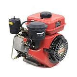 Futchoy 4 Stroke Diesel Engine Single Cylinder, 168F 196cc Single Cylinder Air Cooled Diesel Engine for Small Agricultural Machinery,Small Walking Tractor,Irrigation Red(3HP）
