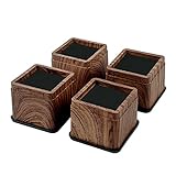 BTSD-home 3 Inch Wood Bed Risers Furniture Risers Bed Frame Lifters in Heights of 3 or 6 Inch Heavy Duty Set of 4 Square