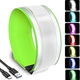 PEAKFIRE RGB 7 Colors Switchable LED Armband, USB-C Rechargeable, 360° Reflective Running Light for Runners, High Visibility Reflective Running Gear for Joggers Bikers Walkers