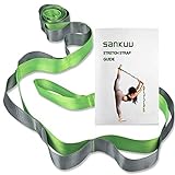 SANKUU Yoga Strap, Multi-Loop Strap, 12 Loops Yoga Stretch Strap, Nonelastic Stretch Strap for Physical Therapy, Pilates, Dance and Gymnastics with Carry Bag(Green)
