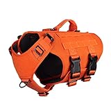 ICEFANG Tactical Dog Operation Harness with 6X Buckle,Dog Molle Vest with Handle,3/4 Body, Hook and Loop Panel for ID Patch,No Pulling Front Clip (M (Neck 15'-22'; Chest 25'-31'), Safety Orange)