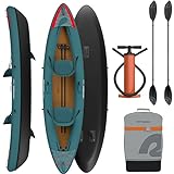 Retrospec Coaster Tandem Inflatable Kayak - 2 Person Inflatable Kayak for Adults, 500lb Weight Capacity, Puncture Resistant, Lightweight 2 Person Kayak with Adjustable Seats Paddle & Pump