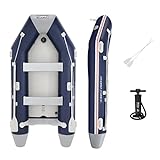 Bestway 65049E Hydro Force Mirovia Pro 130 Inch 5 Person Inflatable Boat Raft Set with 2 Aluminum Oars and Hand Pump 1,411 Pound Capacity for Lakes and Fishing, Blue