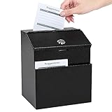 Suggestion Box with Lock Wall Mounted Ballot Box with Lock Donation Box with Lock and Slot Key Drop Box Collection Lock Box Steel Black