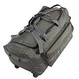 REDCAMP 140L Tactical Duffle Bag with Wheels and Backpack Straps, 1680D Oxford Extra Large rolled Duffel Bag backpack for Camping Travel Gear, Green