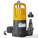 Acquaer 1HP Sump Pump 4345GPH Submersible Water Pump, Manual Utility Pump, Water Removal for Hot Tub, Pools, Basements, Garden Pond