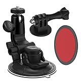 Car Camera Mount (1/4 screw), Charchendo Windshield and Dashboard Suction Cup Camera Holder (Dia.90mm) with 360 Degree Rotation for Sports Camera, Video Recorder, GoPro Hero 10 9 8 7, Sjcam, Yicam ect