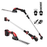 MZK 2-in-1 20V Pole Mini Hedge Trimmer & Grass Shear, 13ft Reach, Electric Hedge Trimmer with Extension Pole, Multi-Angle (Battery and Charger Included)