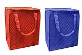 Earthwise Insulated Reusable Grocery Shopping Bag Heavy Duty with Waterproof Leak proof Lining and Zipper Top Closure Tote Large Collapsible Foldable Stand Upright Keep Food Hot or Cold ( Pack of 2 )