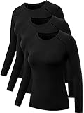 NELEUS Women's 3 Pack Compression Workout Shirt,8021,Black,S,Tag M