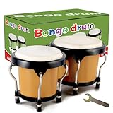 EastRock Bongo Drum 4” and 5” Set for Adults Beginners,Percussion Bongos Drum With Tuning Wrench (Brown)