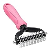 whoobell Undercoat Rake for Dogs, 2 Side Undercoat Brush for Deshedding and Dematting for Dog Cat Rabbit, Professional Pet Grooming HairTools, Removes Loose Undercoat and Nasty Shedding