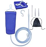 Enema Bag Kit for Colon Cleansing Coffee Women Men Constipation, 2L Folding Enema Bucket Shower Anal Vaginal Douche Cleaner Set with 6ft Silicone Hose and 4 Replacement Nozzle for Adult Child BPA Free
