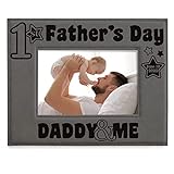 First Father's Day 2022 Leather Engraved Picture Frame, 1st Father's Day Gifts from son or daughter, Daddy & Me Gifts (5x7-Horizontal)