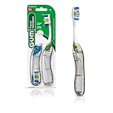 GUM Folding Travel Toothbrush, Compact Head + Tongue Cleaner, Soft Bristled Travel Toothbrushes for Adults, 2ct
