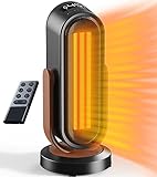 Space Heater for Indoor Use, 1500W Ceramic Electric Heater with Thermostat, Remote, 8H Timer, Tip-over Protection, 120° Oscillation Fast Heating Heater for Bedroom, Office, Home (Black)