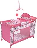 KOOKAMUNGA KIDS Baby Doll Crib & Doll Care Center - Baby Doll Accessories Set - Baby Doll Playset w/Bed, Feeding Chair, Changing Area, Play Yard, Spinning Mobile & Closet with Hangers - Pink Unicorn