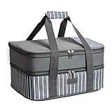 FE Casserole Carrier, Expandable Insulated Casserole Carriers for Hot or Cold Food, Lasagna Lugger for Parties, Fits 9' x 13' Baking Dish, Grey