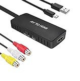 RuiPuo RCA to HDMI Converter AV to HDMI Converter Composite to HDMI Adapter Support 1080P/ 720P Compatible with N64, PS one, PS2, PS3, STB, Xbox, VHS, VCR, Blue-Ray DVD Players TV and Projector…
