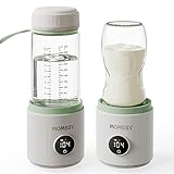 Portable Bottle Warmer for Travel, Baby Bottle Warmer for Breastmilk Formula, Travel Bottle Warmer with Smart Temperature Control, Rechargeable Milk Warmer, Baby Brew Bottle Warmer with Glass Bottle