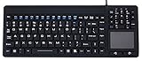 DSI Waterproof Keyboard with Built-in Touchpad - Sealed IP68 Water Resistant Silicone Rugged Industrial Washable Dust Proof Crumb Proof Medical Easy to Clean KB107