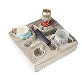 Couch and Bed Cup Holder Pillow, Sofa Refreshment Tray for Drinks/Remote Control/Snacks Holder (Beige)