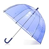 totes Adults and Kids Clear Bubble Umbrella with Dome Canopy, Lightweight Design, Wind and Rain Protection Umbrella, Blue, Kids - 37' Canopy