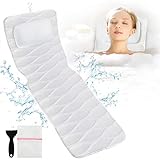 Full Body Bath Pillow, Bath Pillows for tub with Mesh Washing Bag & 21 Non-Slip Suction Cups, Spa Bathtub Pillow for Head Neck Shoulder and Back Support - 5D Air Mesh & Quick Drying