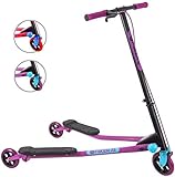 Yvolution Y Fliker Air A3 Scooter 3 Wheels Foldale Wiggle Scooter Self-Propelling Drifting Scooter for Boys and Girls Age 7+ Years (Purple 2020)
