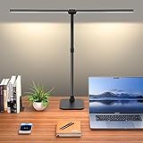 Kaulsoue Desk Lamp Architect Task Dual Head Modern Flexible Gooseneck Tall Dimmable Light for Home Office, 5 Color Modes,Remote Control, 1500lm 24W Extra Bright Lighting