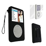 for iPod Classic Case, Silicone Skin Case Cover for Apple iPod Classic 6th 7th 80GB, 120GB Thin 160GB and iPod Video 5th 30gb + Screen Protector & Lanyard-10.5mm Thickness Thin Version(Black)